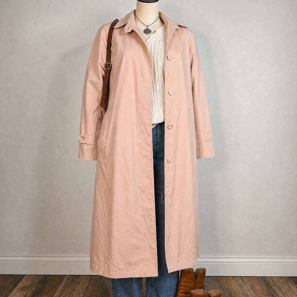Vintage London Fog Peach Trench Size 6 Petite Pink Minimalist Old Money Costal